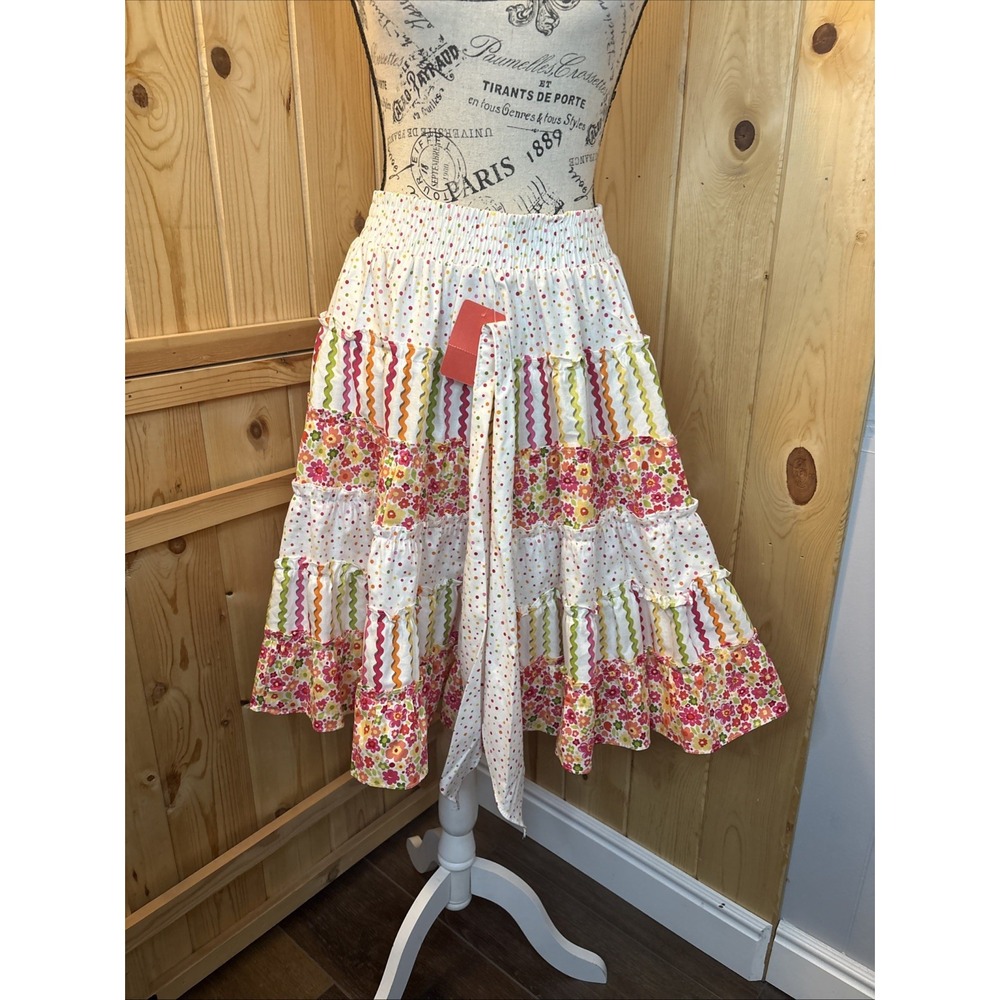 NWT Square Up Floral Polka Dot Bright Fun Dancing Skirt Circle Western USA Small